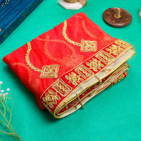 Add a divine touch to your spiritual rituals with this beautiful Mata Ki Chunri, featuring intricate golden embroidery. Measuring 214 cm (84 inches) in length and 102 cm (40 inches) in height, this Chunri is perfect for Navratri, Durga Puja, temple decor, and religious ceremonies. The premium fabric and elegant golden patterns enhance the grace of your puja setup.

🛍️ Explore authentic Mata Ki Chunris, Devi Chunaris, and spiritual accessories at Satvik Store for all your devotional needs. 🌸🙏