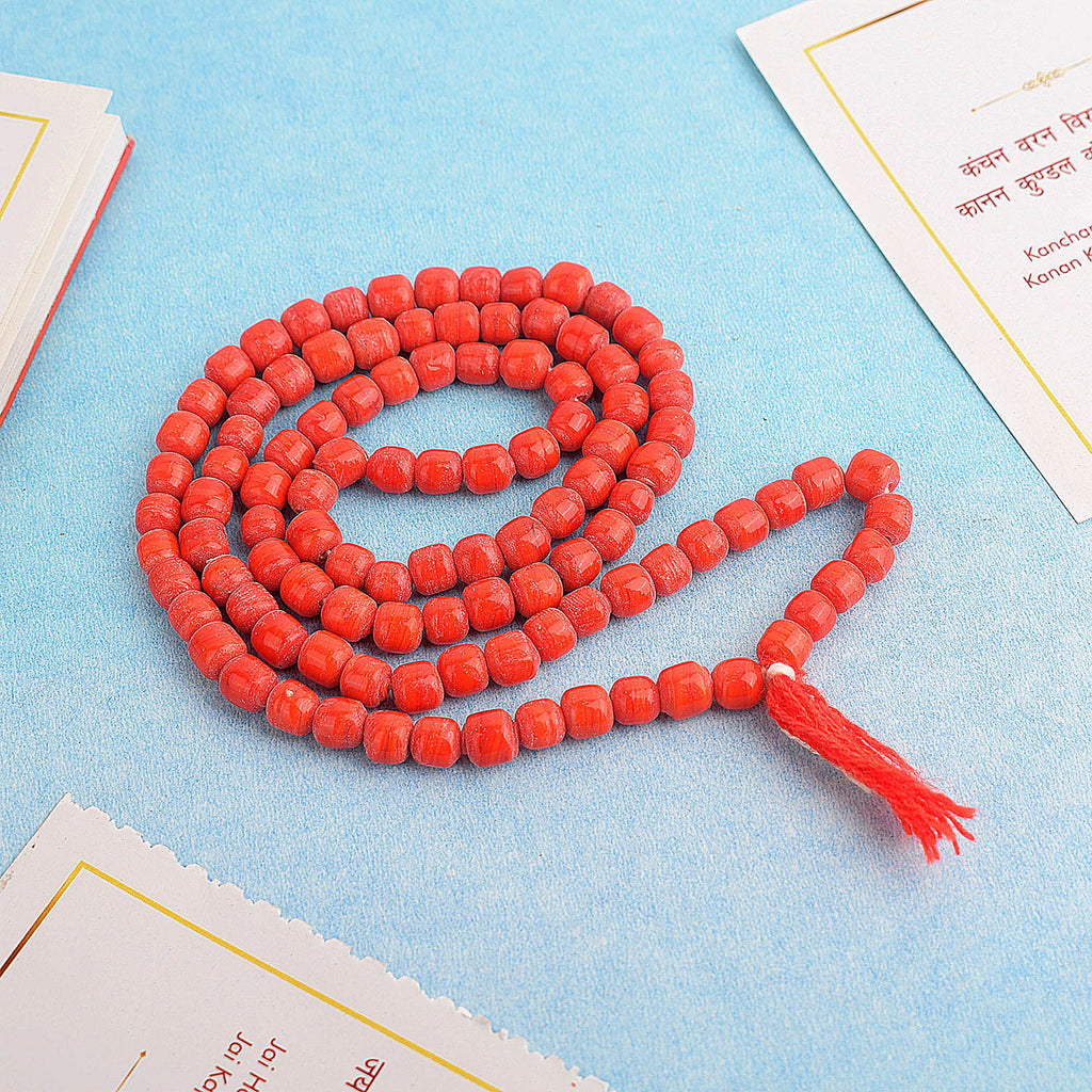 Lal Munga (Blood Stone) Mala (BIG) with large, deep red beads, ideal for healing, meditation, and spiritual growth. India’s Premium Jap Mala Store- www.satvikstore.in 