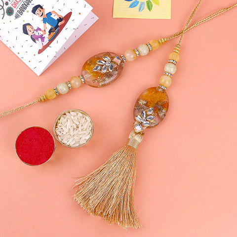 Designer Couple Rakhi Set for Bhaiya and Bhabhi on Raksha Bandhan India’s Largest Pooja Accessories Brand – www.satvikstore.in
