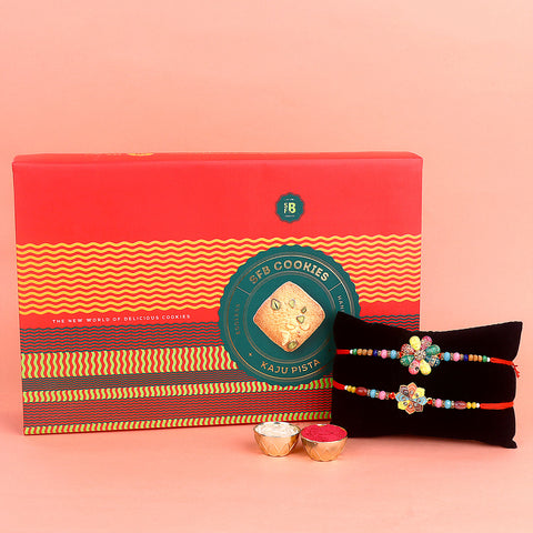 Designer Rakhi with Cookies Gift Combo India’s Largest Pooja Accessories Brand – www.satvikstore.in
