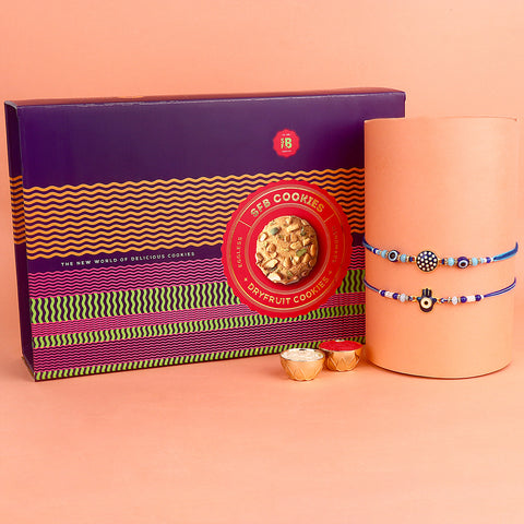 Designer Rakhi with cookies gift hamper India’s Largest Pooja Accessories Brand – www.satvikstore.in
