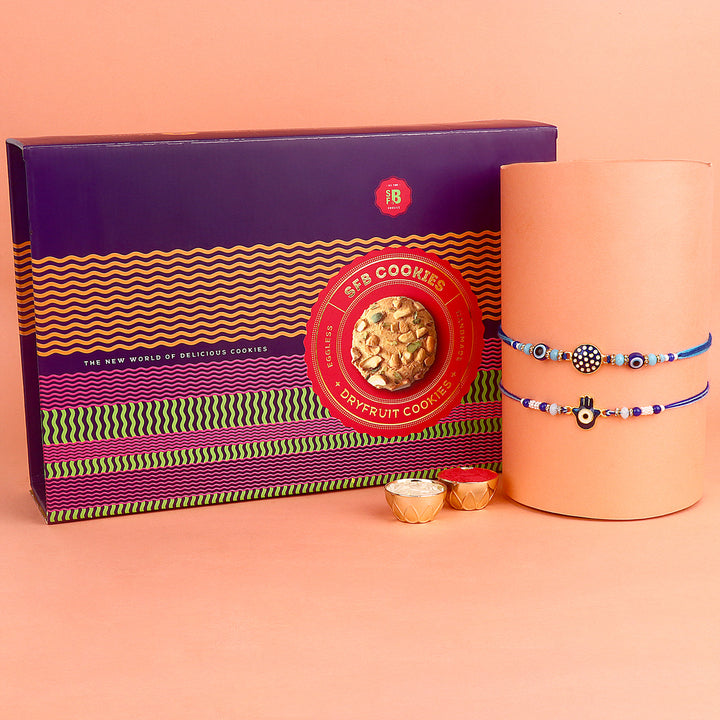 Designer Rakhi with cookies gift hamper India’s Largest Pooja Accessories Brand – www.satvikstore.in
