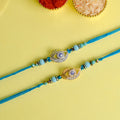 Designer evil eye Rakhi pair featuring turquoise beadwork. India’s Largest Pooja Accessories Brand - www.satvikstore.in