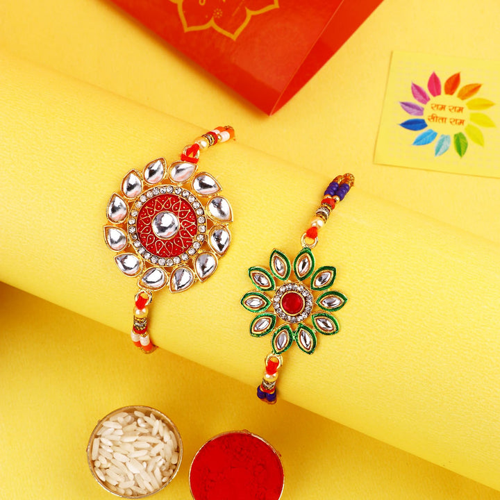 Elegant Kundan Rakhi Pair for Brother India’s Largest Pooja Accessories Brand – www.satvikstore.in
