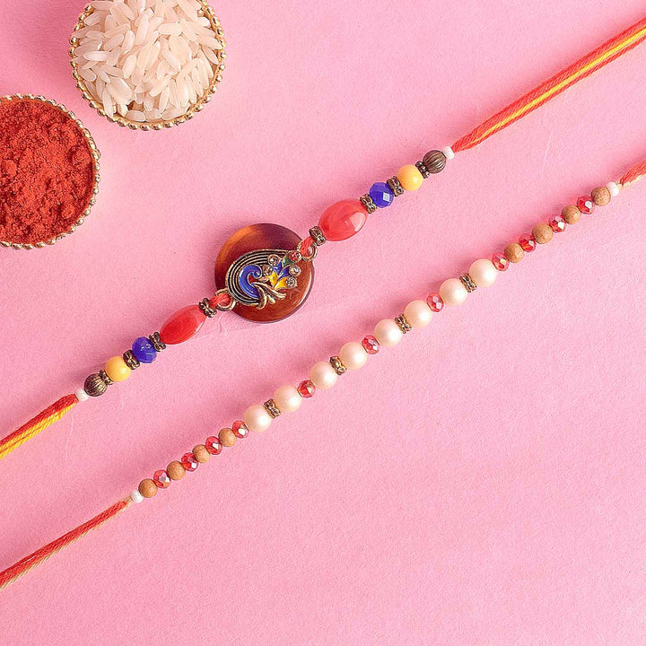 Elegant handcrafted peacock Rakhi pair India’s Largest Pooja Accessories Brand - www.satvikstore.in