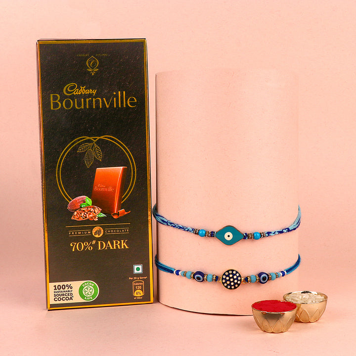 Evil Eye Rakhi Set of 2 with chocolate India’s Largest Pooja Accessories Brand – www.satvikstore.in
