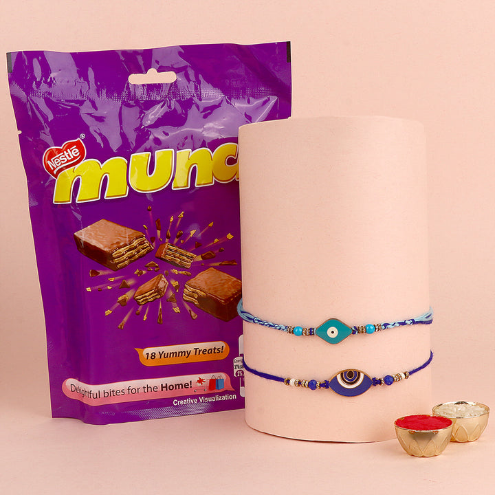 Evil Eye Rakhi with chocolate gift set. India’s Largest Pooja Accessories Brand – www.satvikstore.in
