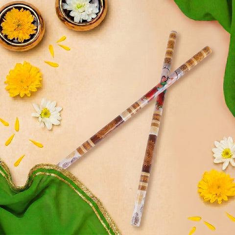 Folk Art Print Wooden Dandiya Sticks | India’s Largest Pooja Accessories Brand – www.satvikstore.in