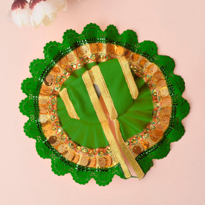 Green Laddu Gopal Dress with Golden Border | India’s Largest Pooja Accessories Brand – www.satvikstore.in