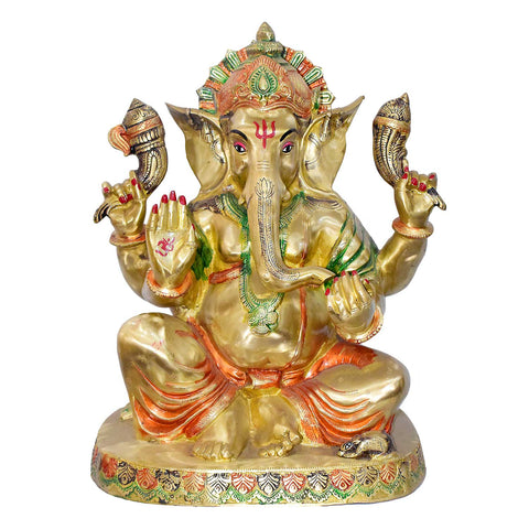  20 Handcrafted Brass Ganpati Idol for Home & Temple | Best for VIP Gift & Big Premium Gift | Large Ganesha Statue with Glossy Finish | 52 cm Height, 25.55 kg Weight | Best for Your Temple & Puja Decor | Premium Quality Brass Murti | India's Large Puja Accessories Brand - Satvik No. 1 Brass Idol Collection 

