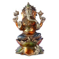 Laxmi Ganesh colorful Murti, which is constructed of virgin-quality brass for persistent use, is a symbol of successful marriages, happiness, and tranquility in relationships. Handmade items created by Indian artisans using contemporary design. Ideal as a gift for an anniversary, wedding, reception, office party, housewarming, home inauguration, or as a farewell present.