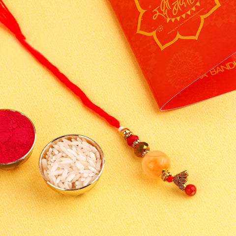Lumba Rakhi with elegant designer craftsmanship for Raksha Bandhan. India’s Largest Pooja Accessories Brand – www.satvikstore.in
