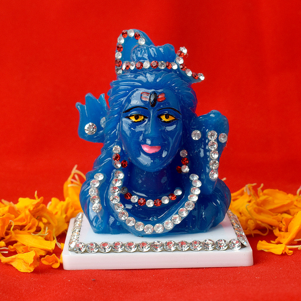 Marble Shiv (NeelKanth) Idol - A beautifully crafted marble statue of Lord Shiva in his Neelkanth form, depicting the sacred moment of consuming the poison during the churning of the ocean. India’s Largest Pooja Accessories Brand – www.satvikstore.in 