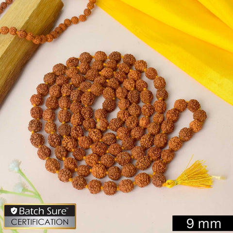 5 Mukhi Rudraksha Mala – Natural Spiritual 9mm Beads