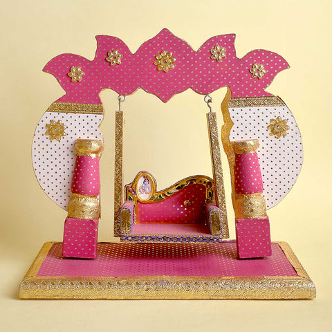 Pastel Pink & White Jhula | India’s Largest Pooja Accessories Brand – www.satvikstore.in

