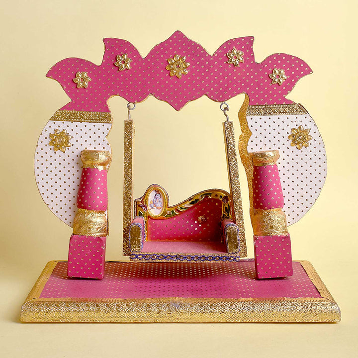 Pastel Pink & White Jhula | India’s Largest Pooja Accessories Brand – www.satvikstore.in
