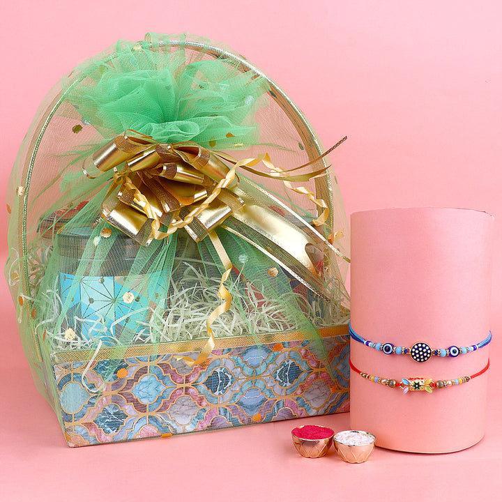 Rakhi Gift Hamper with premium handcrafted Rakhi for Brother by Satvikstore.in