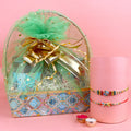 Rakhi and Stylish Gift Hamper featuring a designer Rakhi with premium gift. India’s Largest Pooja Accessories Brand – www.satvikstore.in
