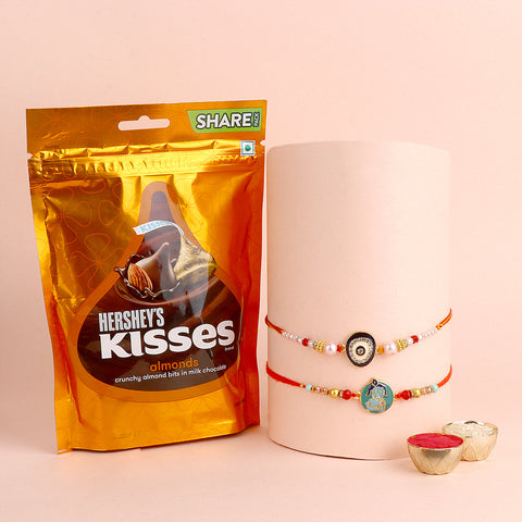 Premium Rakhi and chocolate gift set curated for celebrating the sibling bond. India’s Largest Pooja Accessories Brand – www.satvikstore.in
