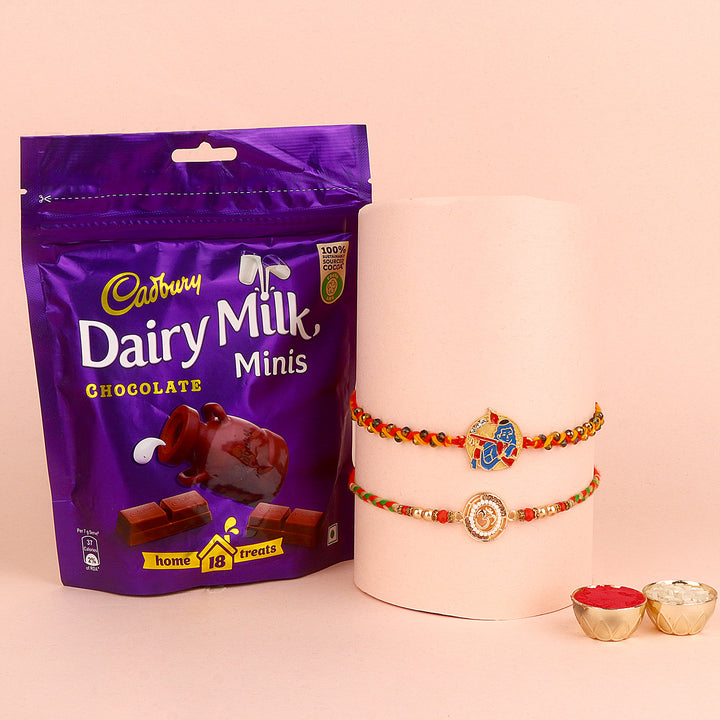 Rakhi with Cadbury Dairy Milk Minis chocolates for Raksha Bandhan. India’s Largest Pooja Accessories Brand – www.satvikstore.in
