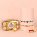 Rakhi with a delectable chocolate gift hamper for Raksha Bandhan. India’s Largest Pooja Accessories Brand – www.satvikstore.in
