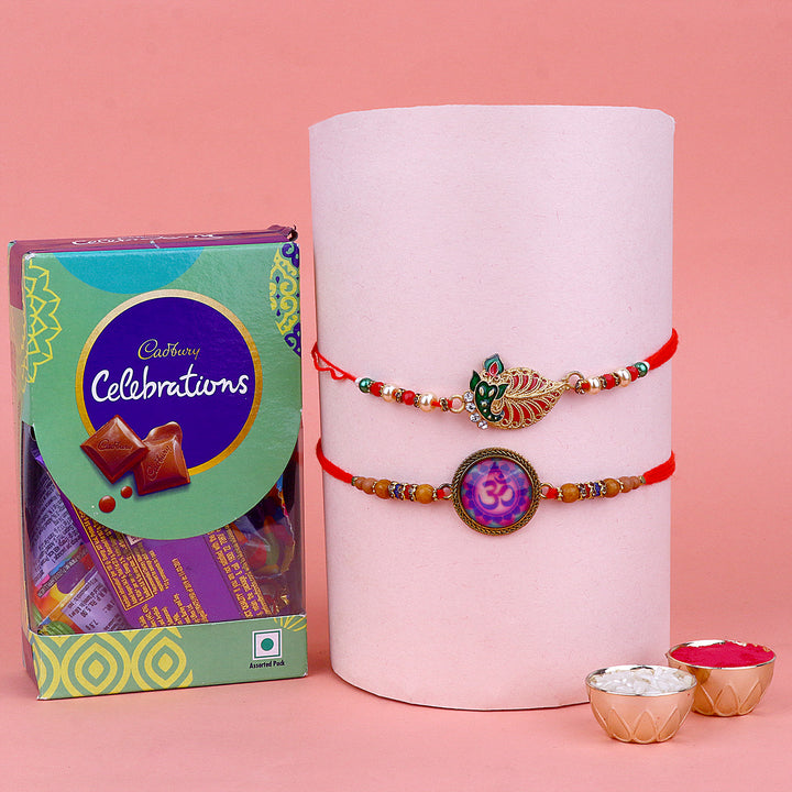 Rakhi with chocolates gift hamper by Satvikstore.in.