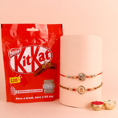 Rakhi with melting chocolates gift hamper for Raksha Bandhan. India’s Largest Pooja Accessories Brand – www.satvikstore.in
