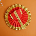 Red Dress with Golden Sequined Border | India’s Largest Pooja Accessories Brand – www.satvikstore.in