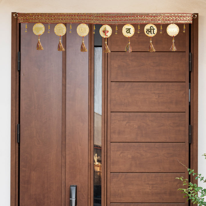 Resin Toran for Door Decoration in Golden – Luxurious handcrafted golden resin toran, perfect for traditional Indian entrance decor and festive celebrations. India’s Largest Pooja Accessories Brand – www.satvikstore.in