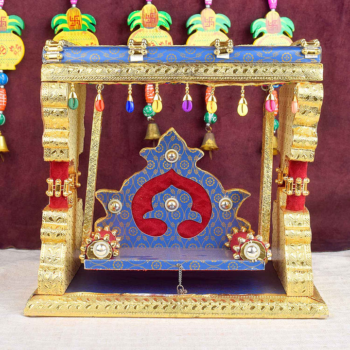 Royal Blue Metal Singhasan Jhula | India’s Largest Pooja Accessories Brand – www.satvikstore.in
