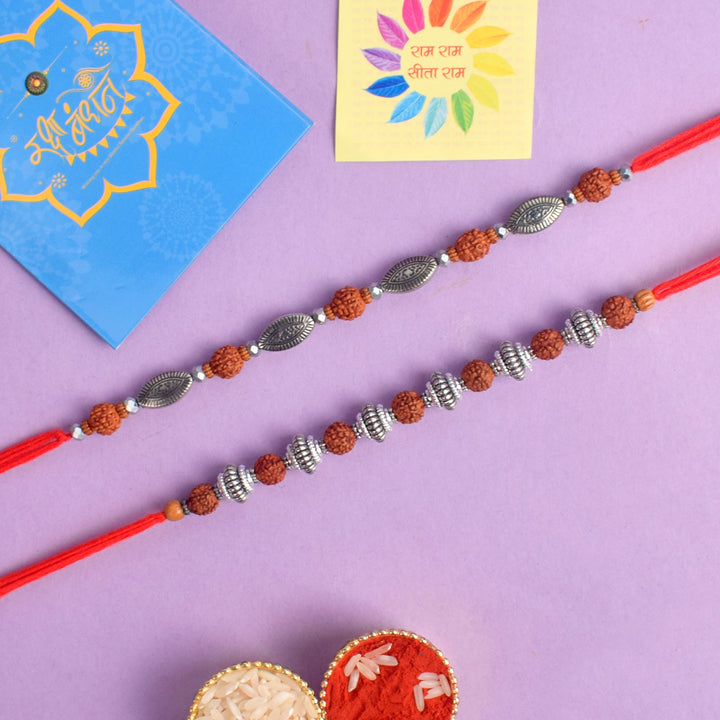 Rudraksha Beaded Bhaiya Rakhi Set of 2 for Raksha Bandhan India’s Largest Pooja Accessories Brand - www.satvikstore.in