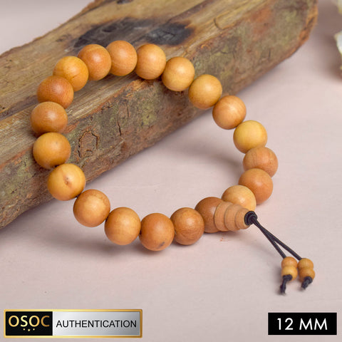 Scented 12mm White Chandan Bracelet made from pure sandalwood beads for natural fragrance, peace, and meditation. India’s Largest Pooja Accessories Brand – www.satvikstore.in