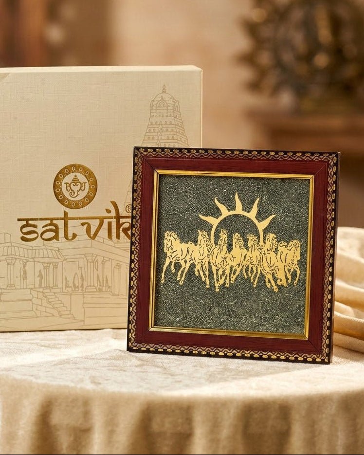 7 Horses on Raw Pyrite Frame