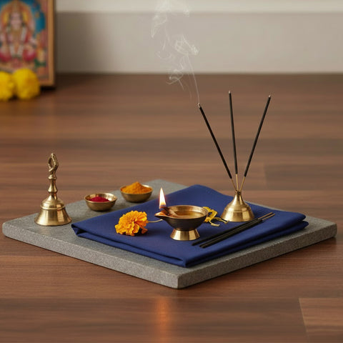 Blue Cotton Cloth – 1.25 Meter for Pooja & Rituals