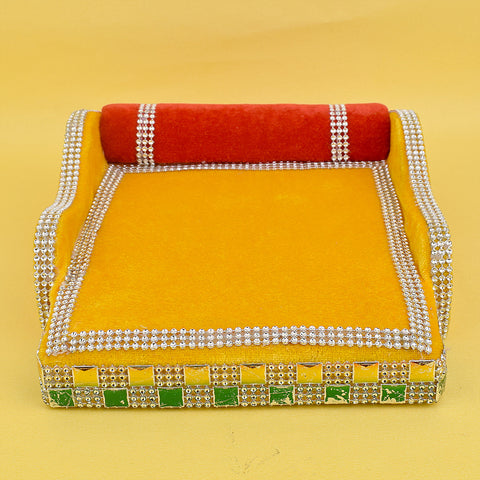 yellow Velvet Bed Large | India’s Largest Pooja Accessories Brand – www.satvikstore.in