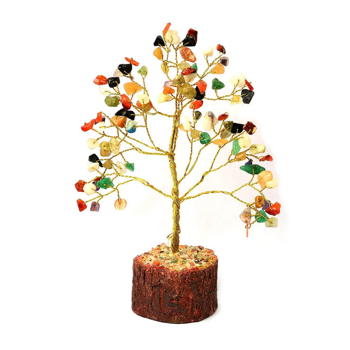 7 Chakra Crystal Tree with 100 natural gemstone beads, artistically arranged on a wire frame base for balance, positivity, and energy healing in homes or offices. India’s Largest Pooja Accessories Brand – www.satvikstore.in
