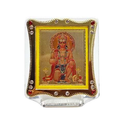 Hanuman frame for car dashboard, featuring a detailed image of Lord Hanuman, symbolizing strength, protection, and divine blessings for your vehicle.India’s Largest Pooja Accessories Brand – www.satvikstore.in 